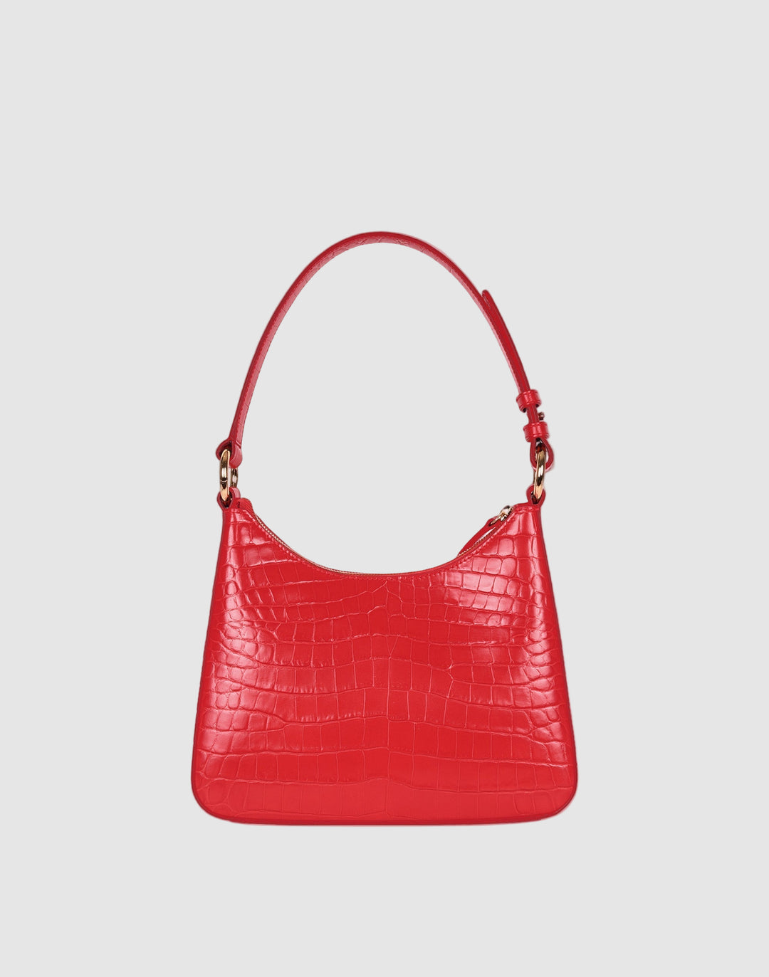 recycled genuine leather everyday shoulder bag red crocodile #color_bright-red-croco