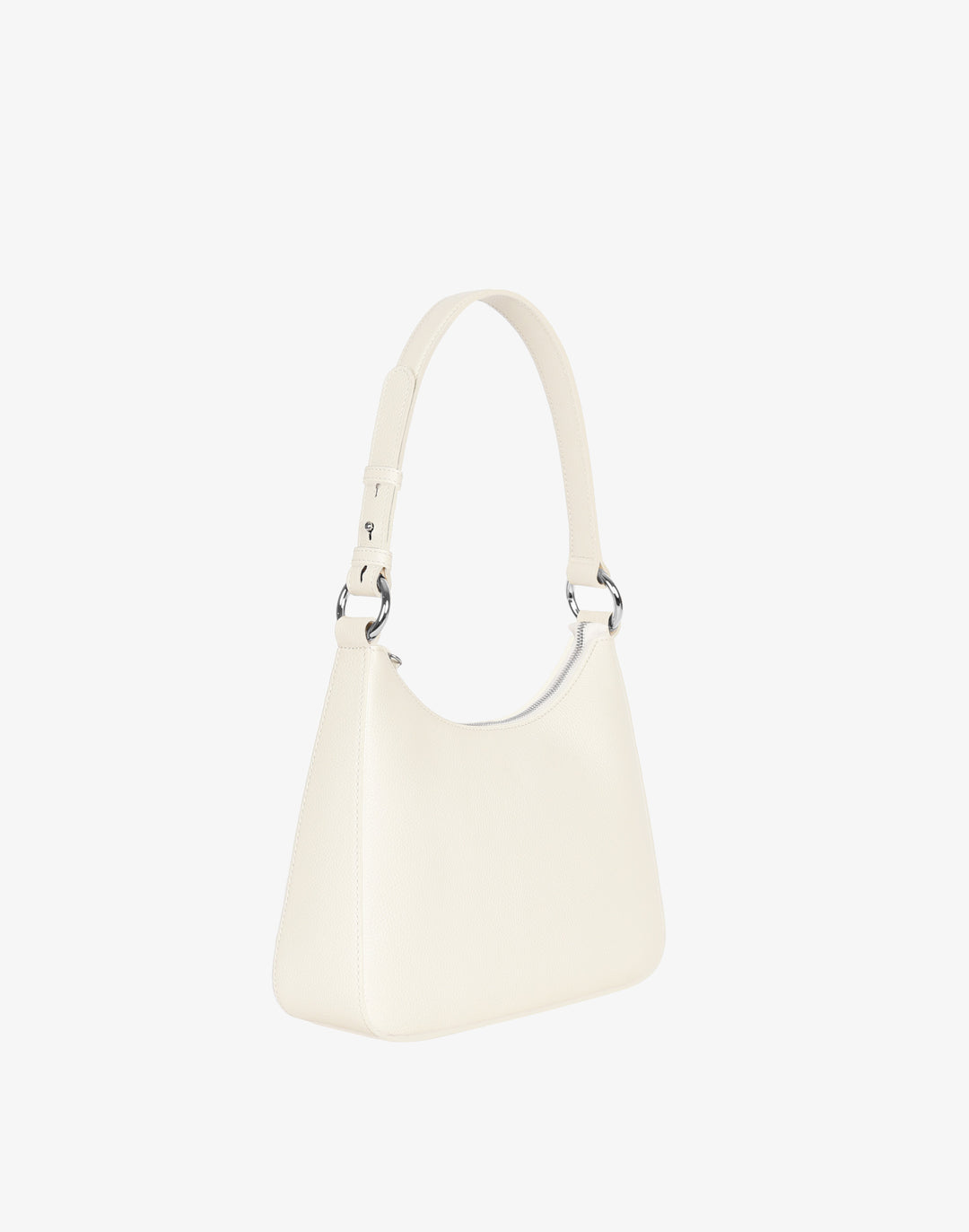 recycled genuine leather everyday shoulder bag white pebbled leather #color_white