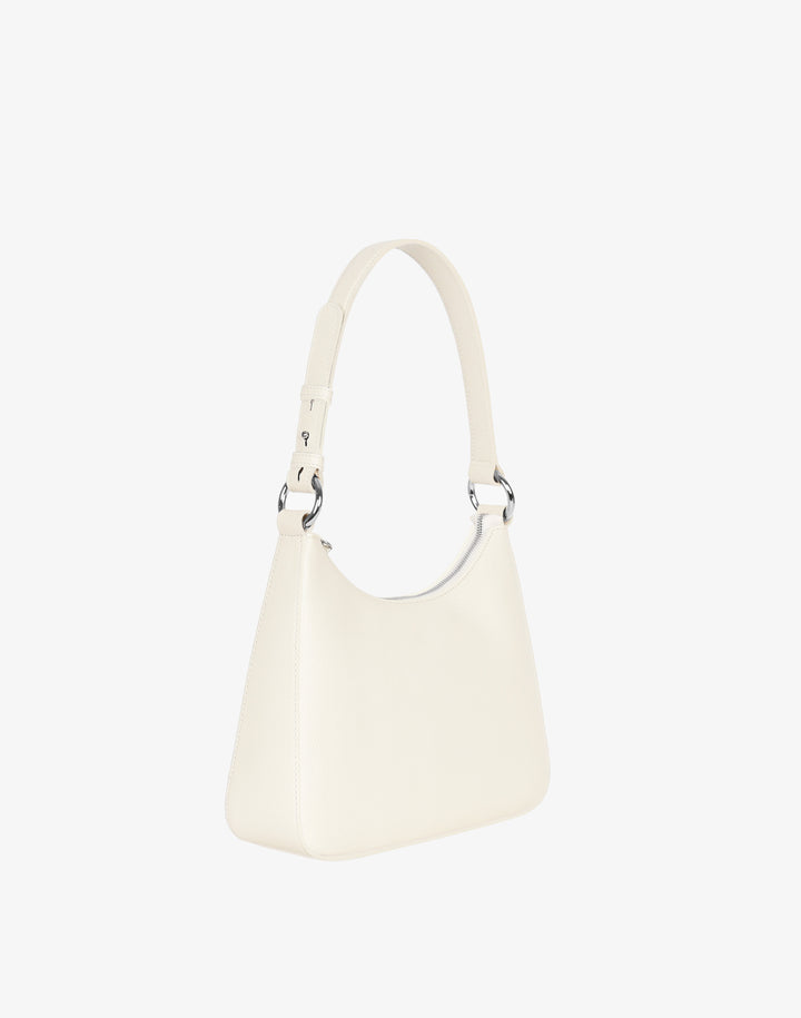 recycled genuine leather everyday shoulder bag white pebbled leather #color_white