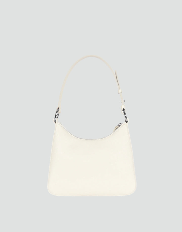 recycled genuine leather everyday shoulder bag white pebbled leather #color_white