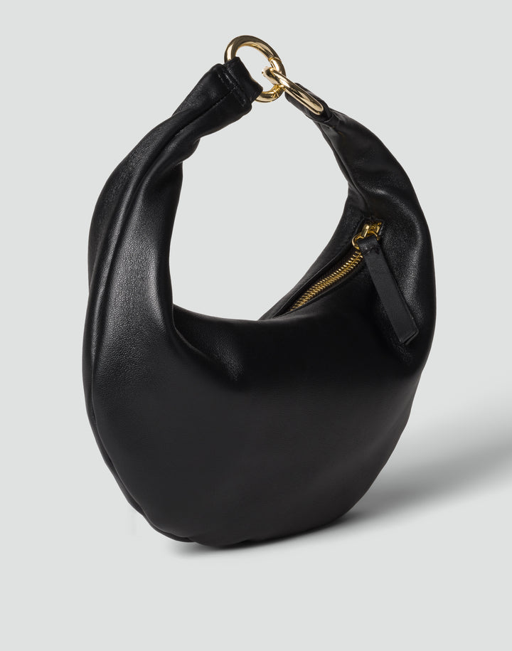 HYER GOODS Mini crescent micro ring bag black gold#color_black-gold
