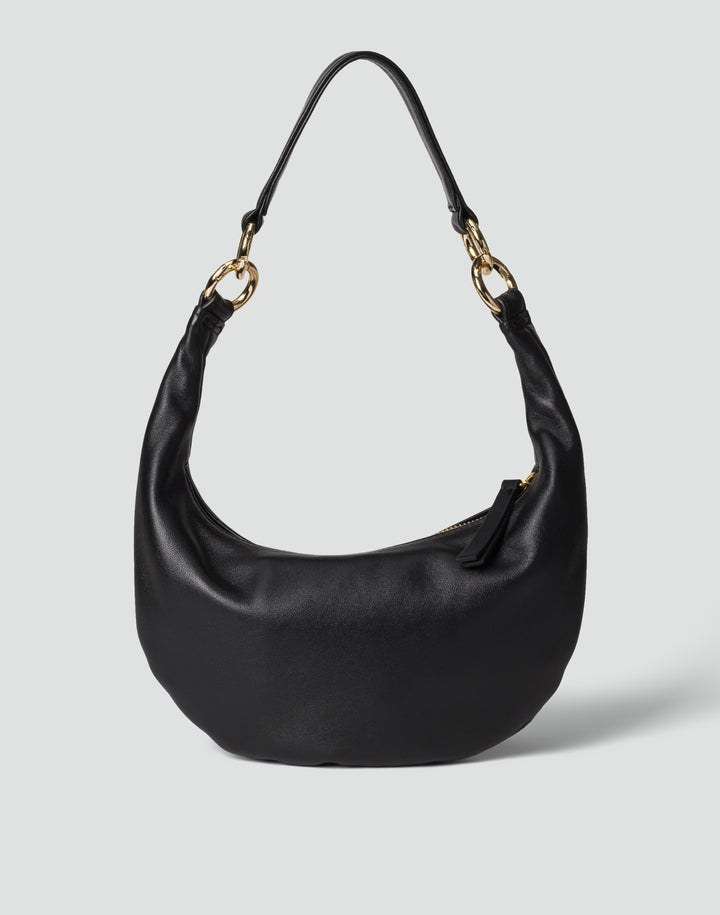 HYER GOODS Mini crescent micro ring bag black gold#color_black-gold