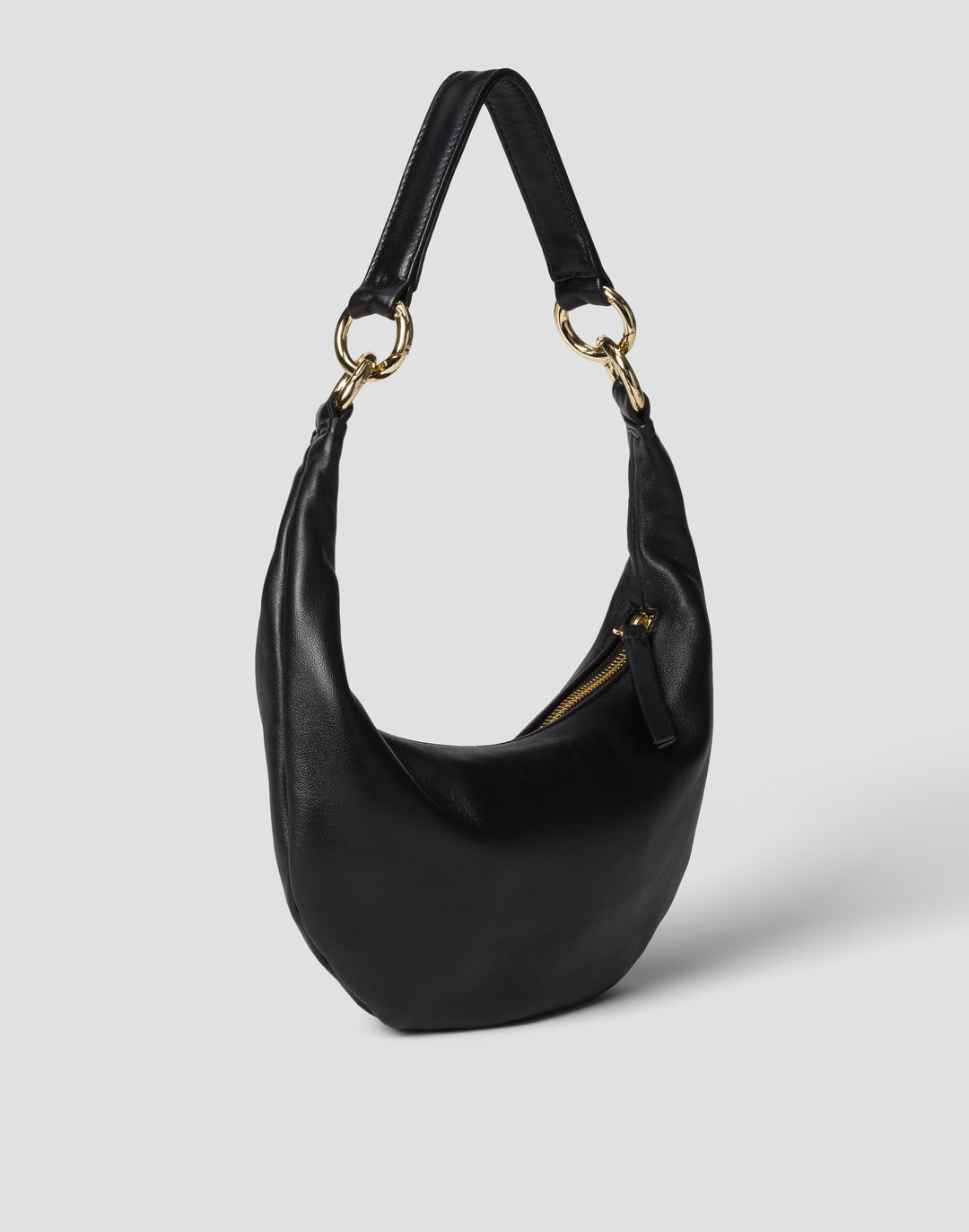 HYER GOODS Mini crescent micro ring bag black gold#color_black-gold
