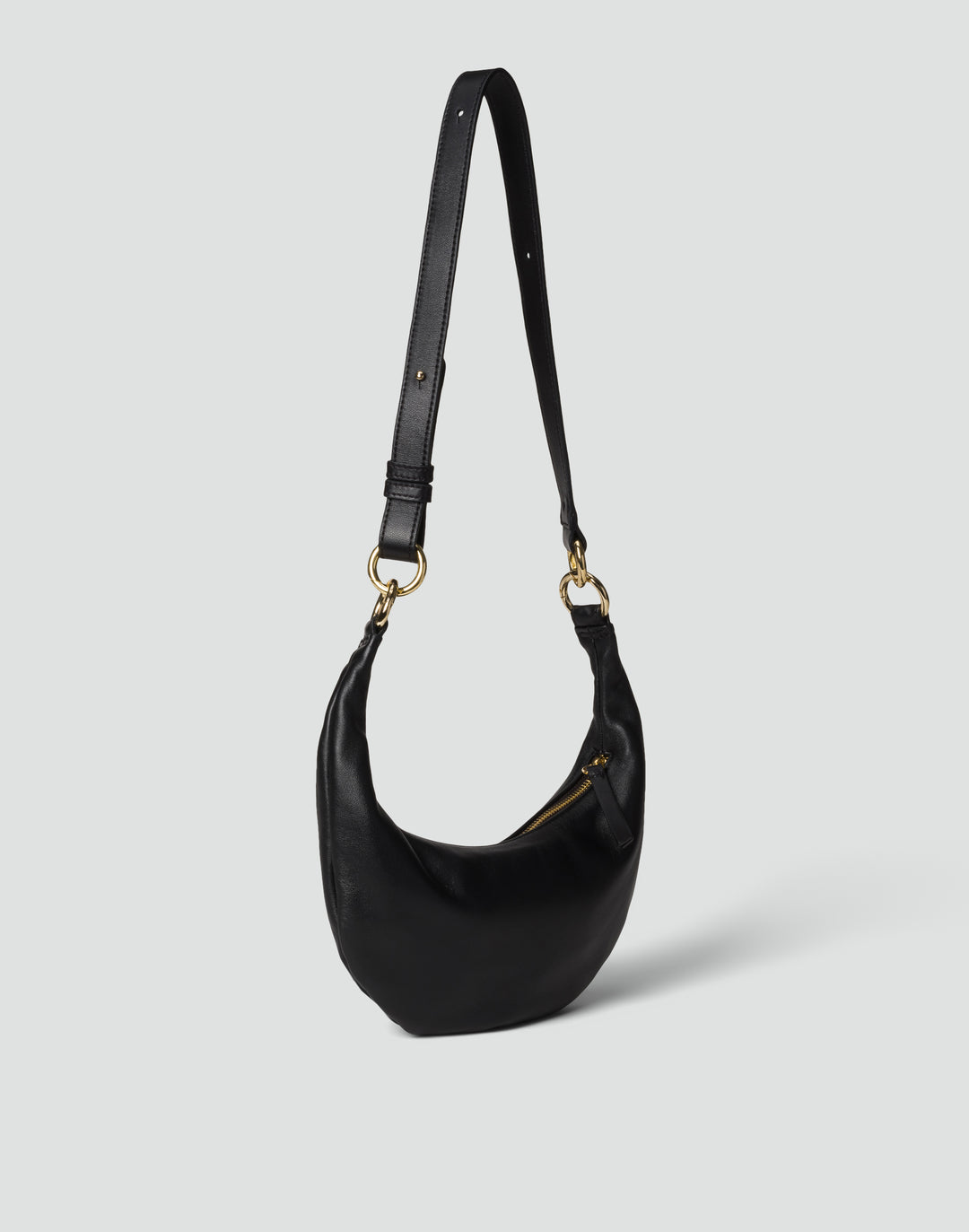 HYER GOODS Mini crescent micro ring bag black gold#color_black-gold