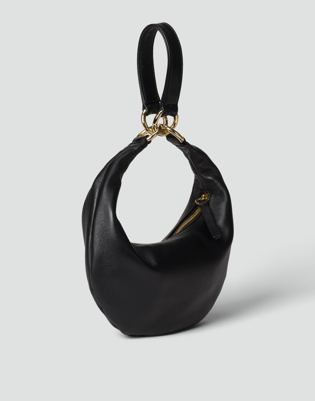 HYER GOODS Mini crescent micro ring bag black gold#color_black-gold