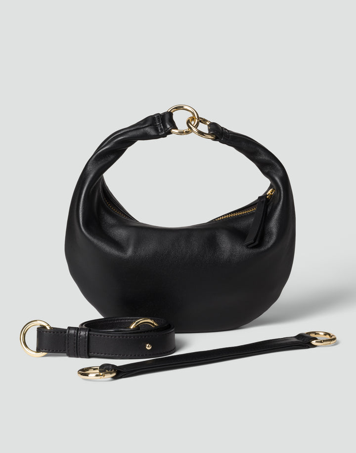 HYER GOODS Mini crescent micro ring bag black gold#color_black-gold
