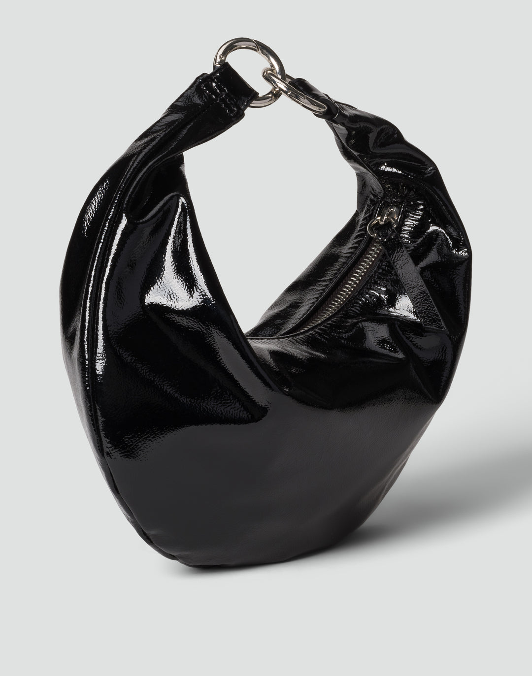 HYER GOODS Mini crescent micro ring bag black shiny patent naplak#color_black-naplak