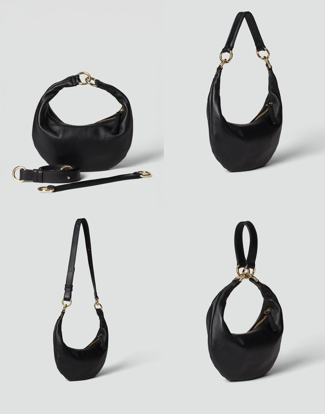 HYER GOODS Mini crescent micro ring bag black gold#color_black-gold