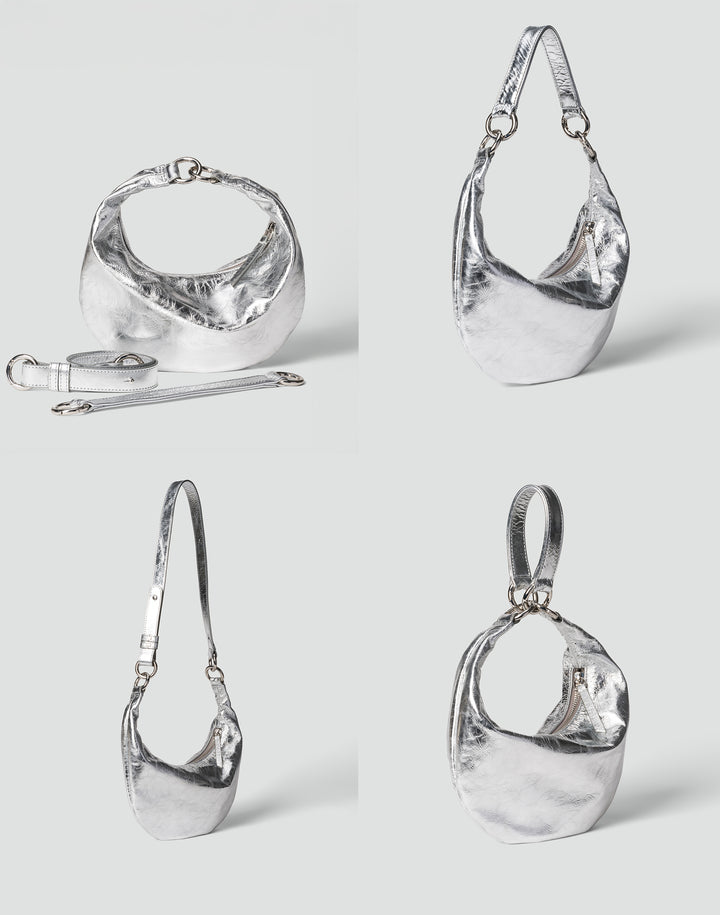 HYER GOODS Mini crescent micro ring bag silver #color_silver