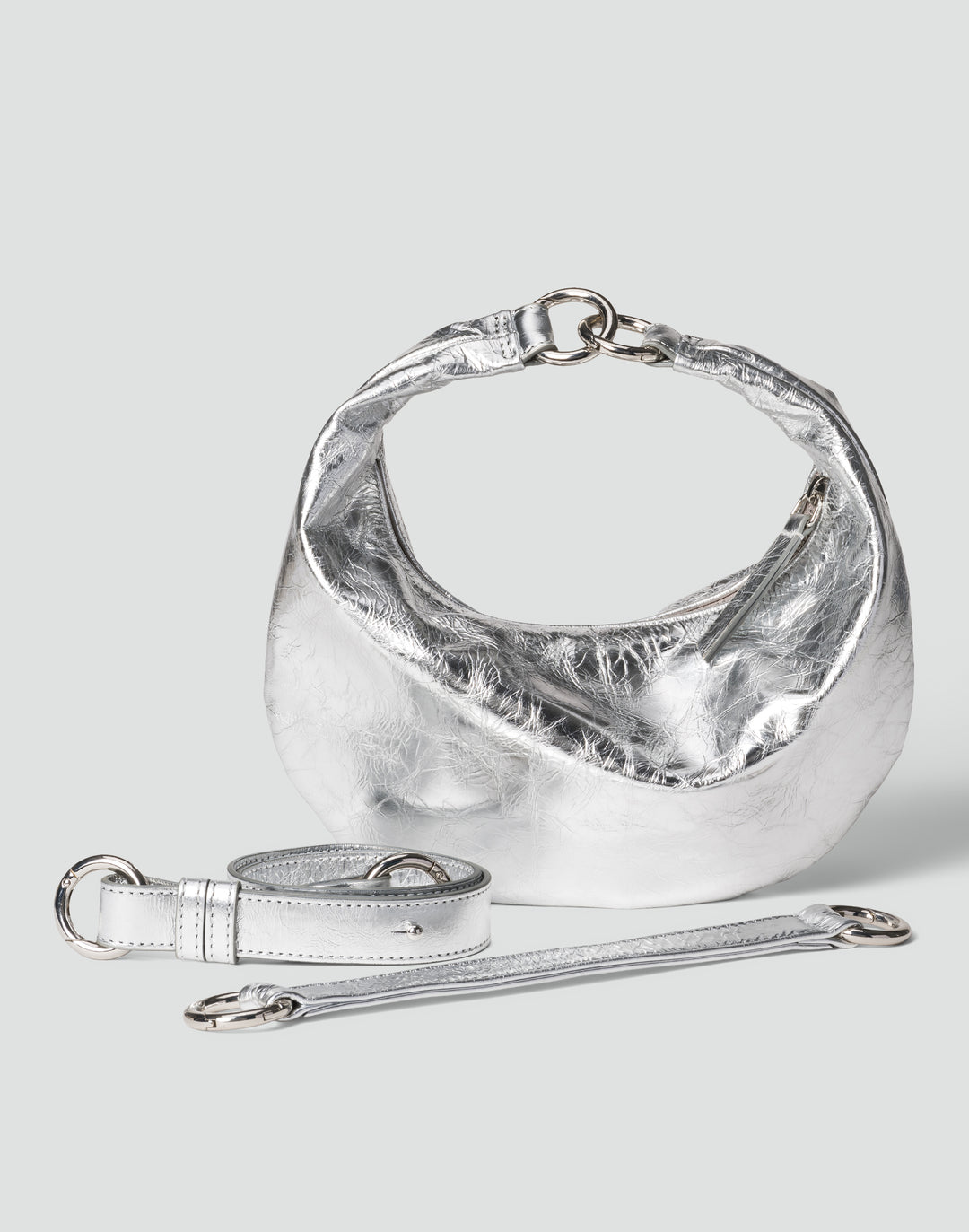 HYER GOODS Mini crescent micro ring bag silver #color_silver