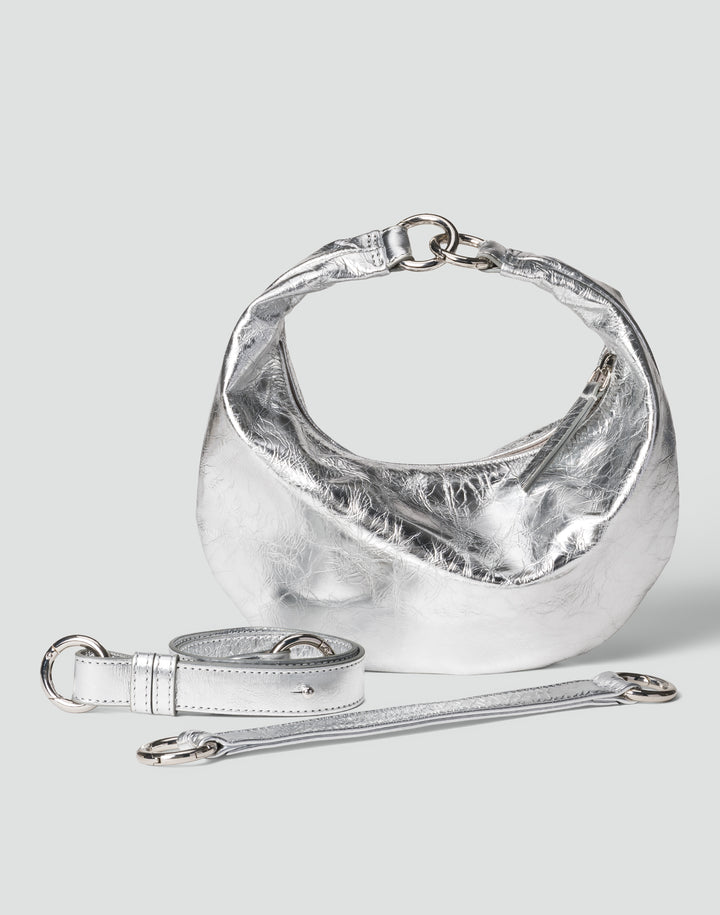 HYER GOODS Mini crescent micro ring bag silver #color_silver