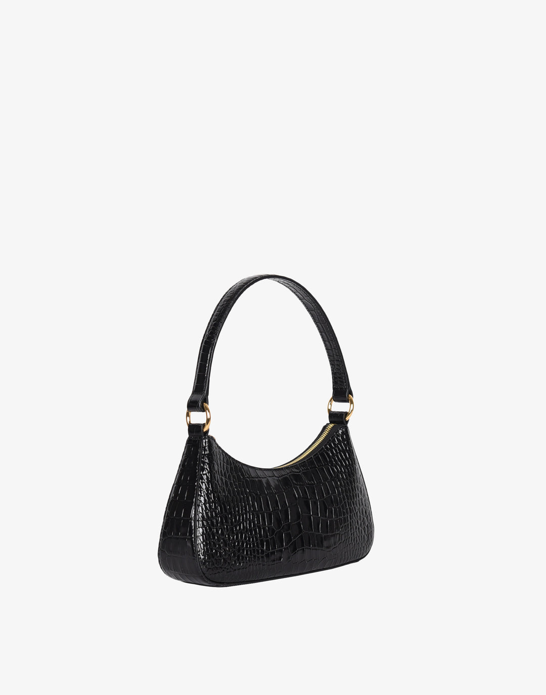 recycled genuine leather mini shoulder bag black crocodile #color_black-croco