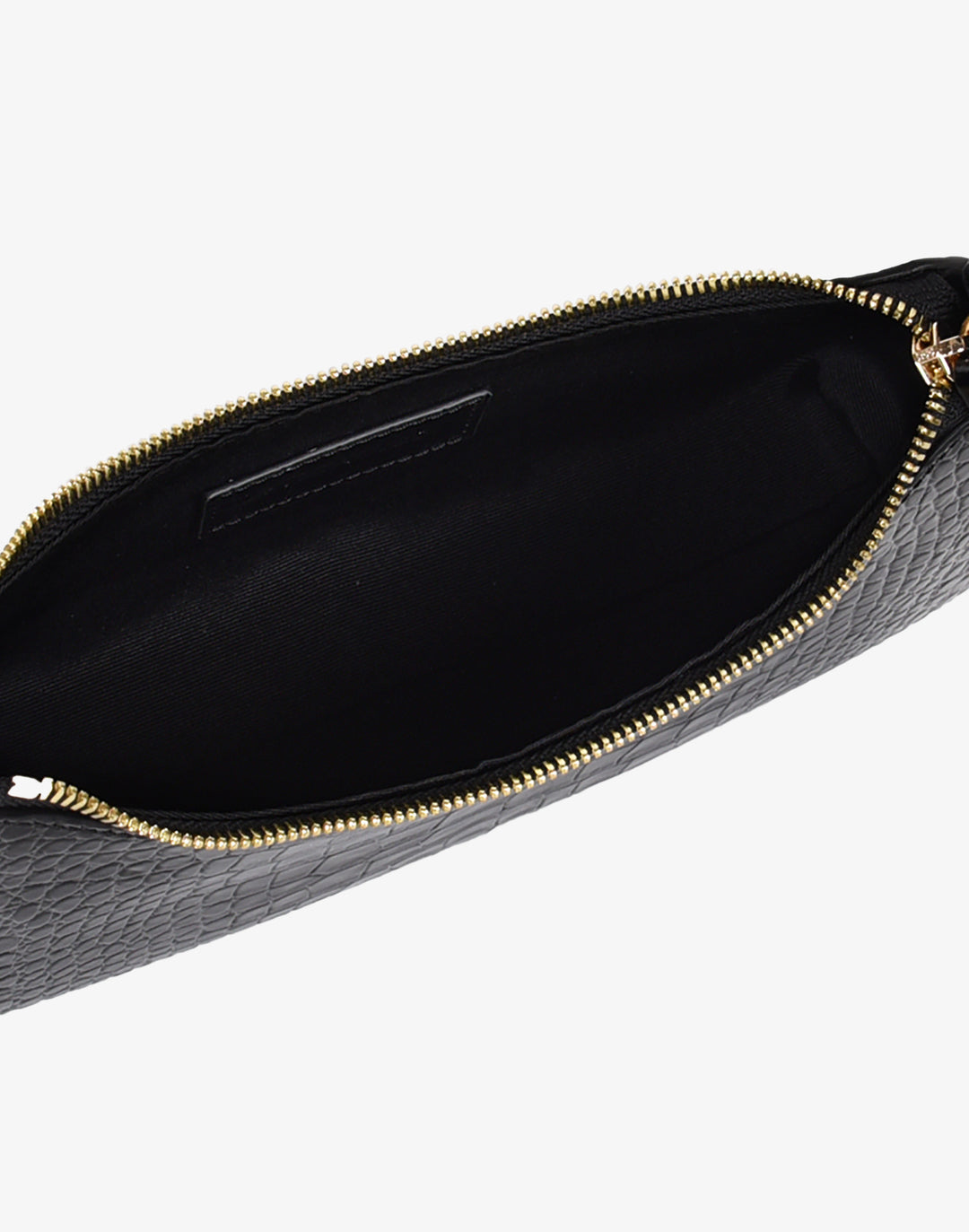 recycled genuine leather mini shoulder bag black crocodile #color_black-croco