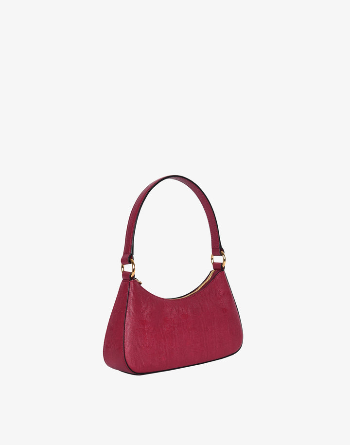 recycled genuine leather mini shoulder bag cherry red lizard #color_cherry-red-lizard