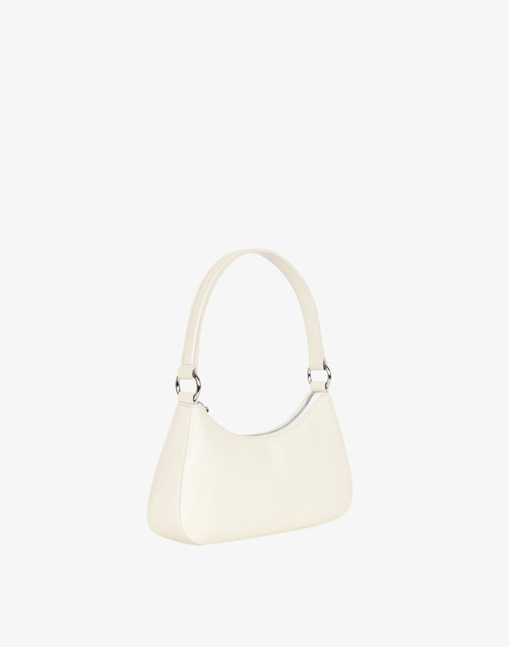 recycled genuine leather mini shoulder bag white pebbled leather #color_white