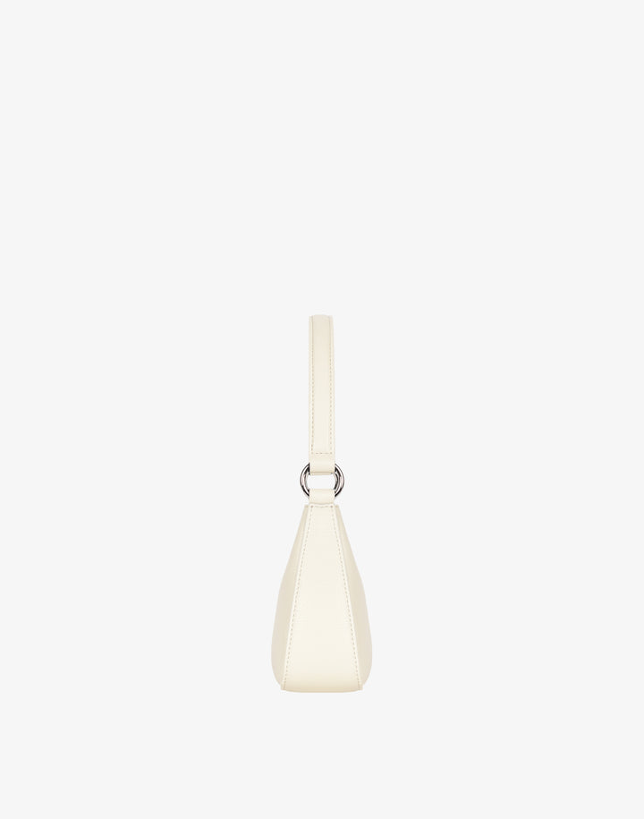 recycled genuine leather mini shoulder bag white pebbled leather #color_white