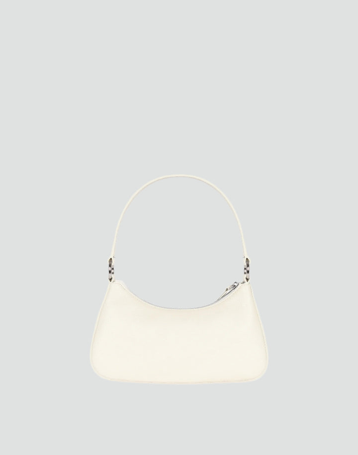 recycled genuine leather mini shoulder bag white pebbled leather #color_white
