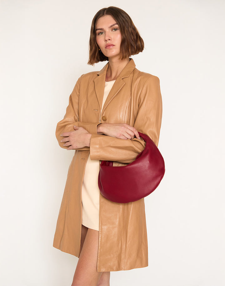 HYER GOODS convertible crossbody hobo Piccola ring bag #color_dark-cherry-red