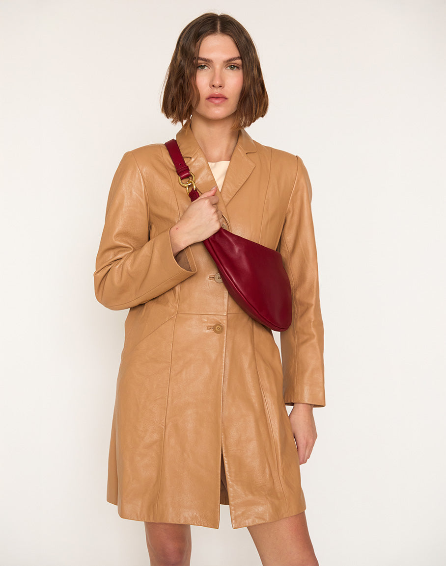 HYER GOODS convertible crossbody hobo Piccola ring bag #color_dark-cherry-red