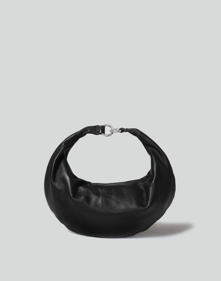 hyer goods ring bag convertible leather hobo bag#color_black-silver