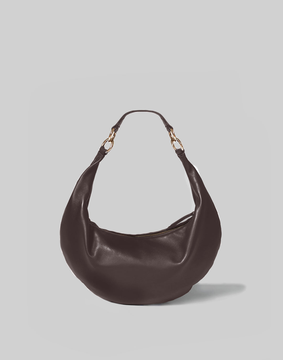 hyer goods ring bag convertible leather hobo crescent bag#color_chocolate