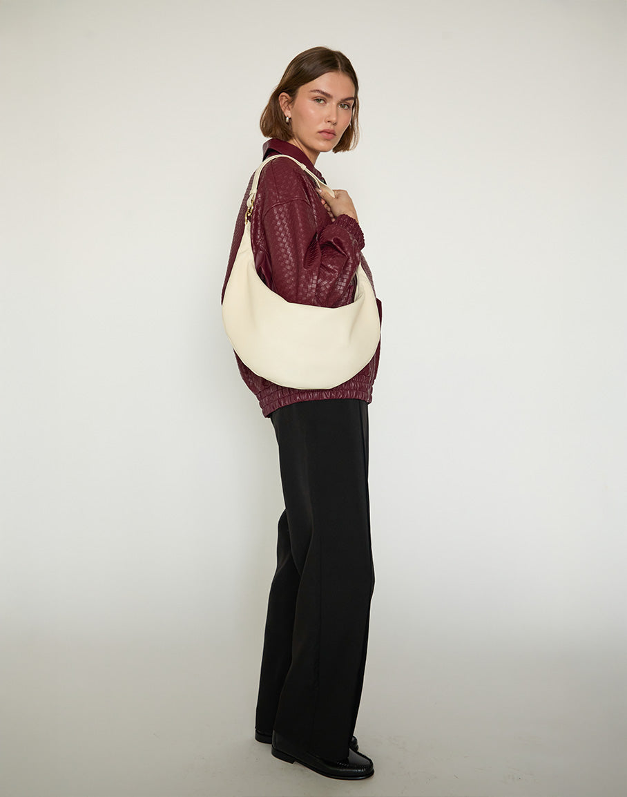 hyer goods ring bag convertible leather hobo bag#color_off-white