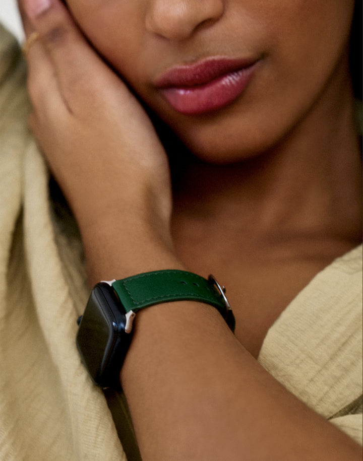 Hyer Goods recycled leather Apple Watch Band green #color_green