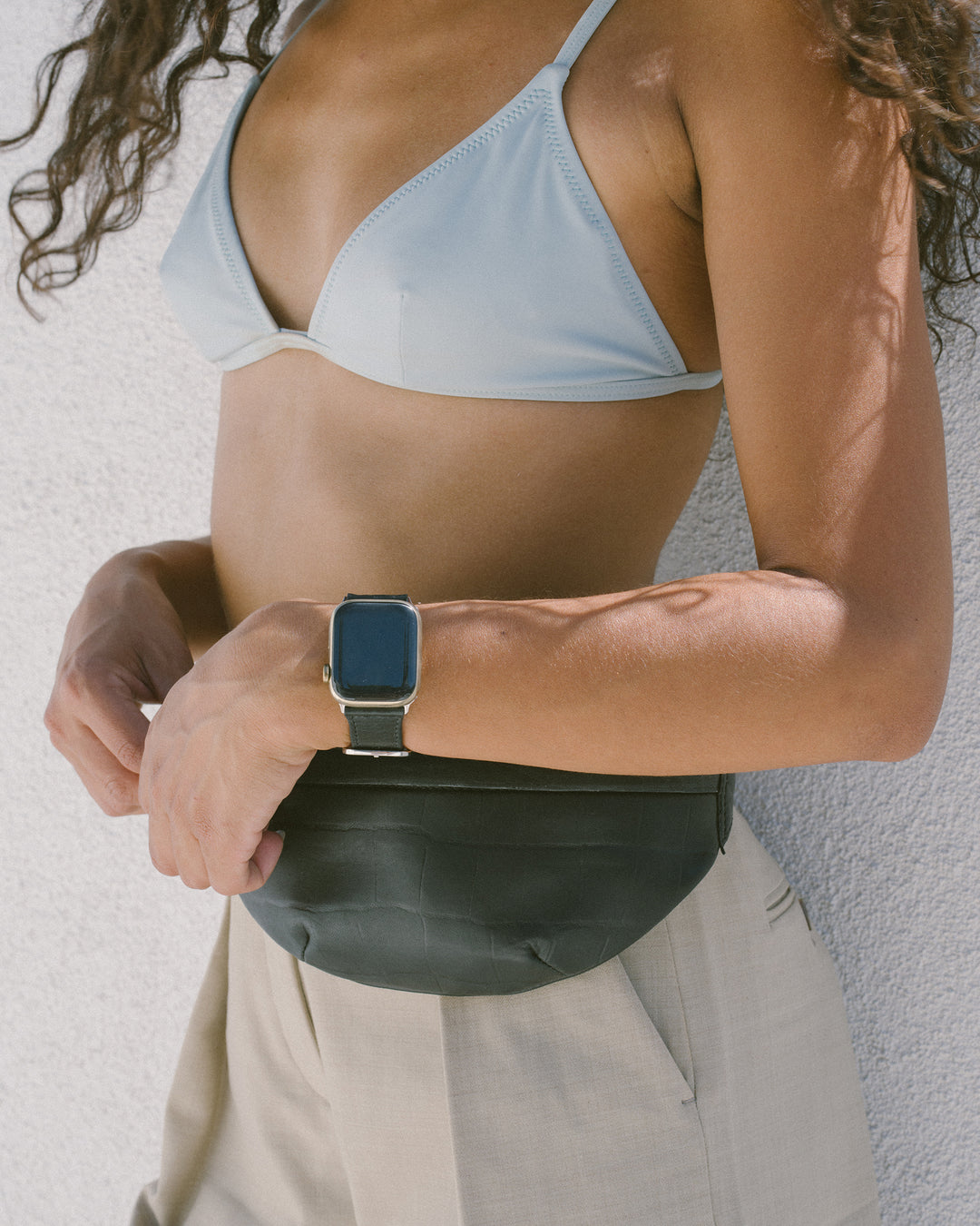 Hyer Goods recycled leather Apple Watch Band#color_black-croc