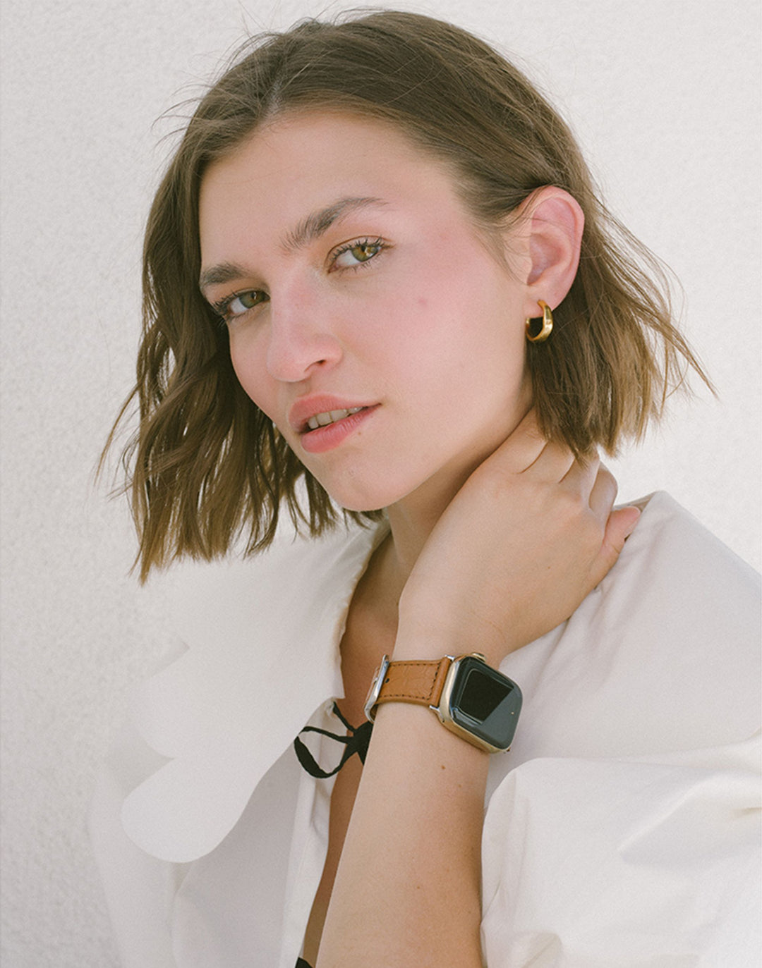 Hyer Goods recycled leather Apple Watch Band tan#color_tan-croc