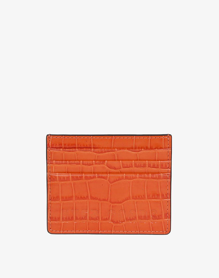 recycled leather card holder orange croc#color_orange-croco
