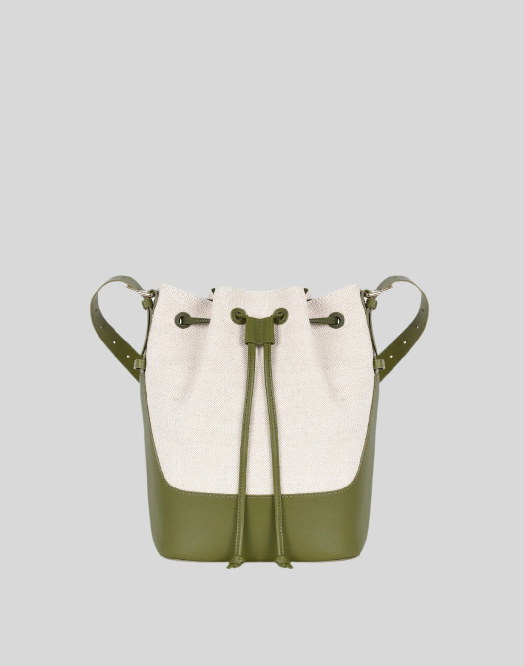 hyer goods cotton canvas cinch bucket bag natural olive #color_olive