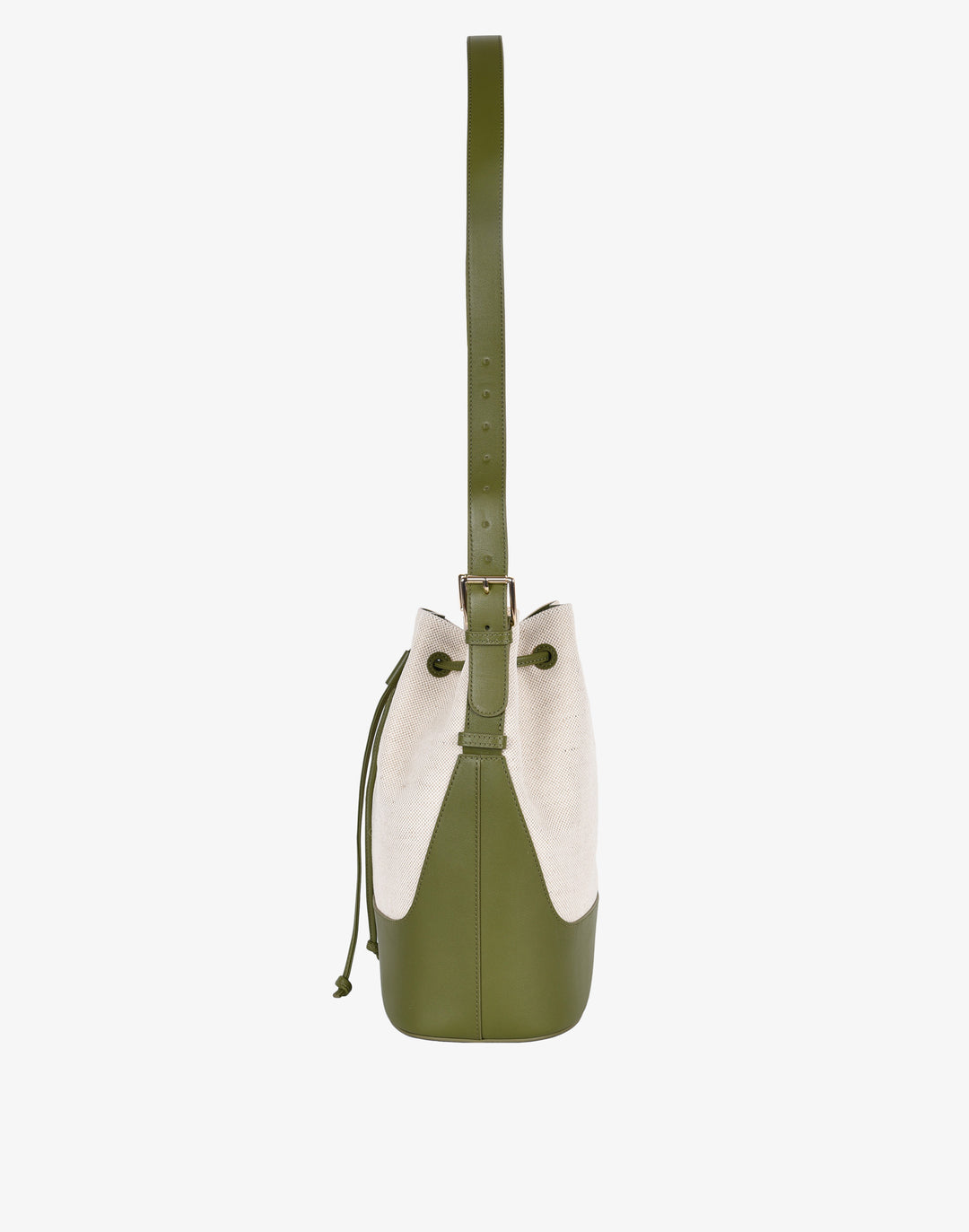 hyer goods cotton canvas cinch bucket bag natural olive #color_olive