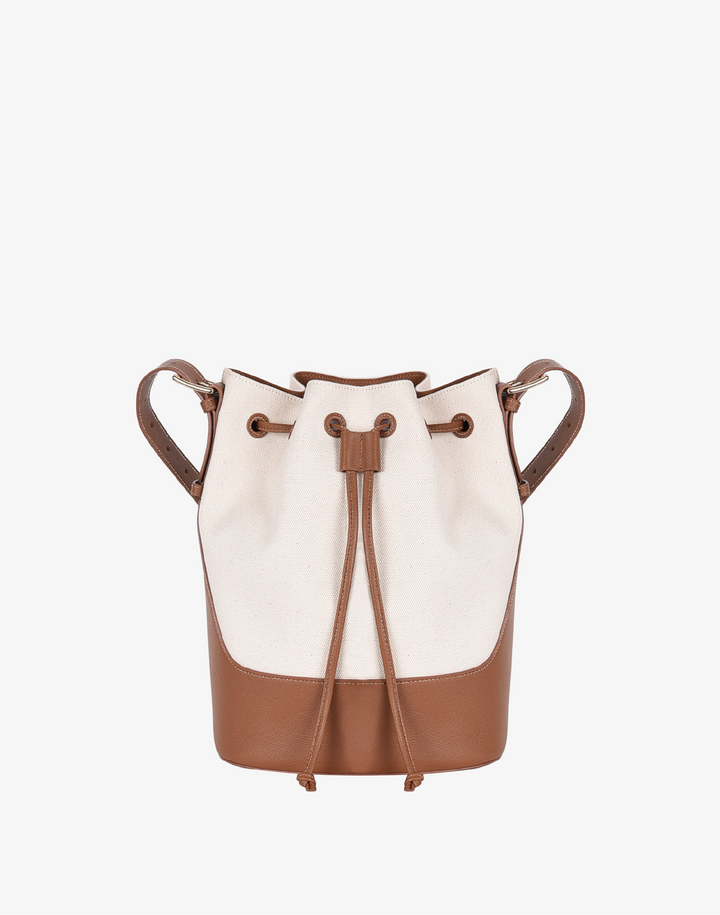 hyer goods cotton canvas cinch bucket bag natural tan saddle brown#color_natural