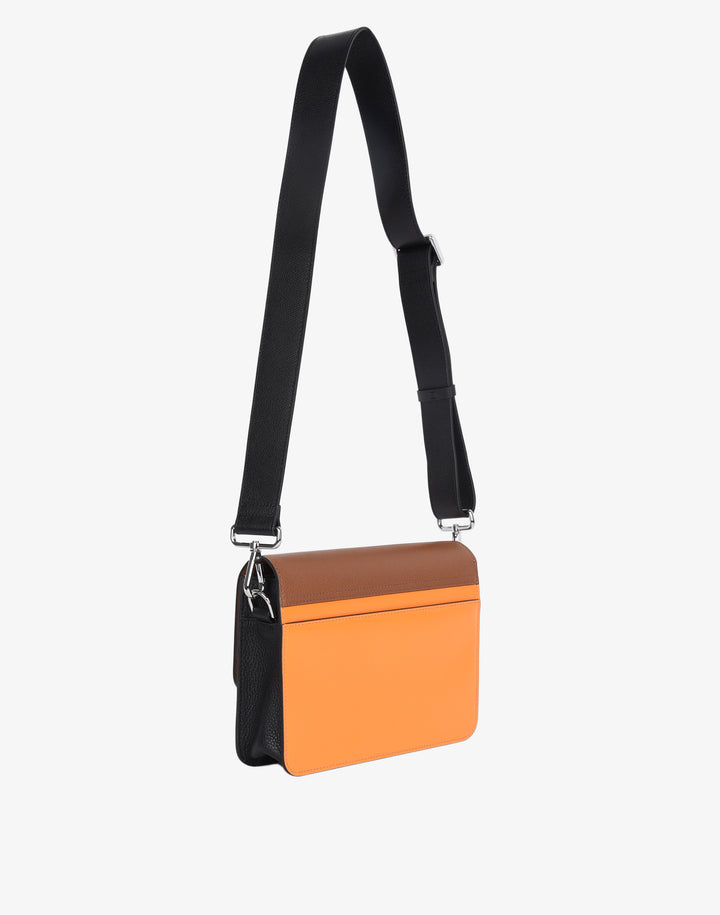 hyer goods recycled leather crossbody satchel bag orange colorblock #color_orange-colorblock