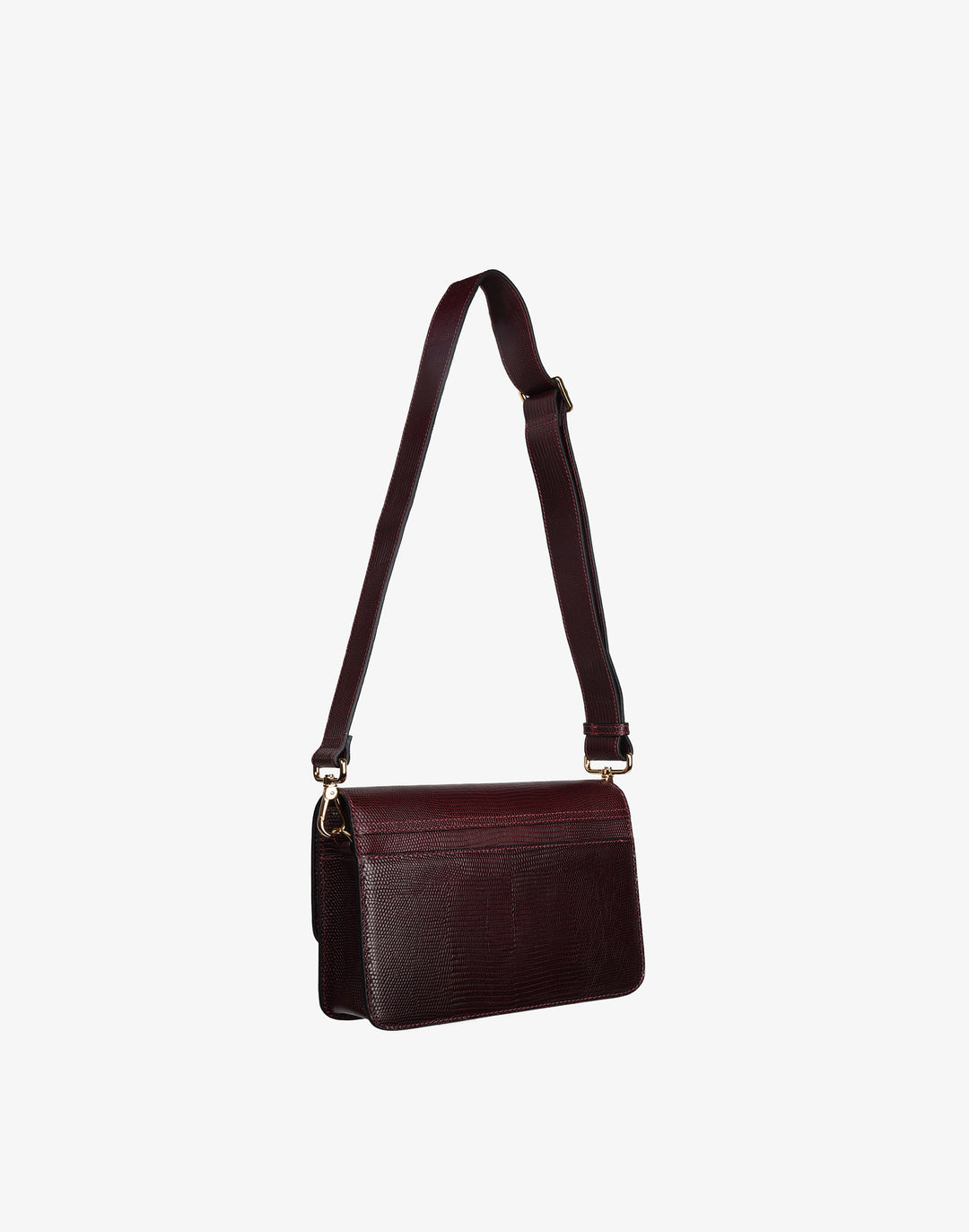 hyer goods recycled leather crossbody satchel bag burgundy wine embossed lizard #color_wine-lizard