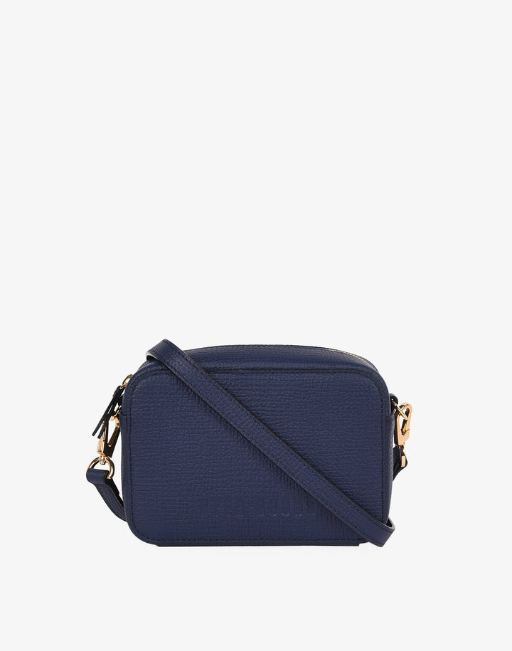 recycled genuine leather camera bag navy blue#color_navy-blue