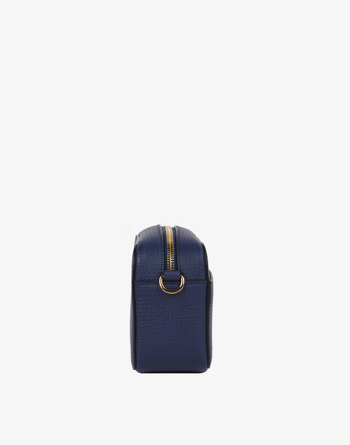 recycled genuine leather camera bag navy blue#color_navy-blue