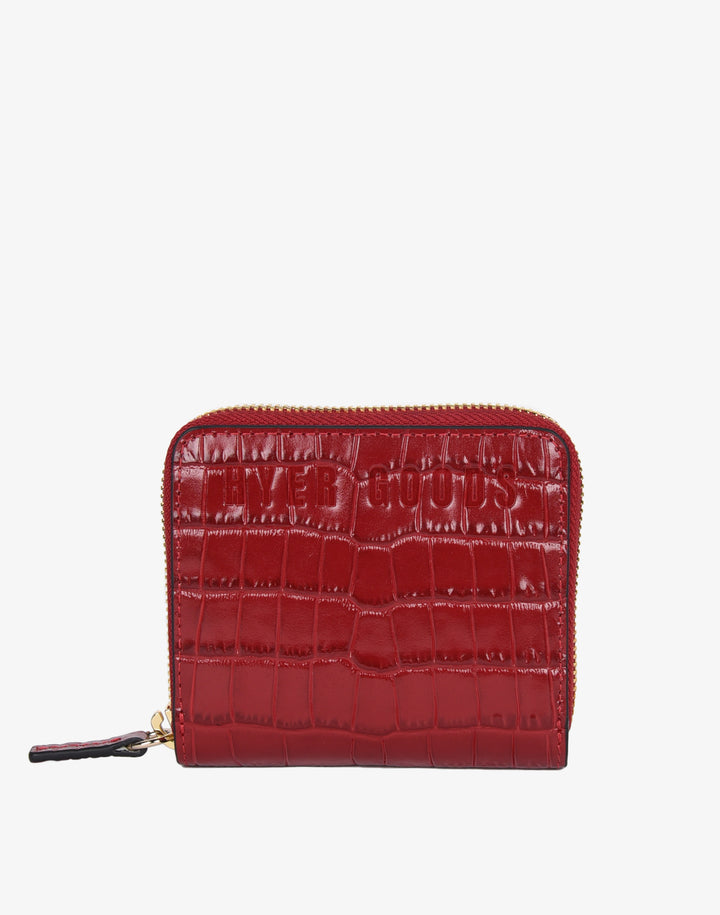 hyer goods recycled leather zip around wallet red croco#color_red-croco