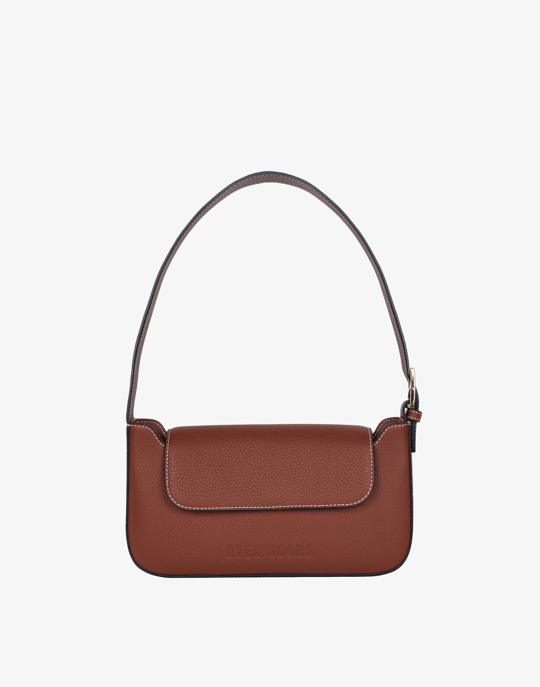 hyer goods 90s baguette shoulder bag with buckle tan brown#color_saddle-brown