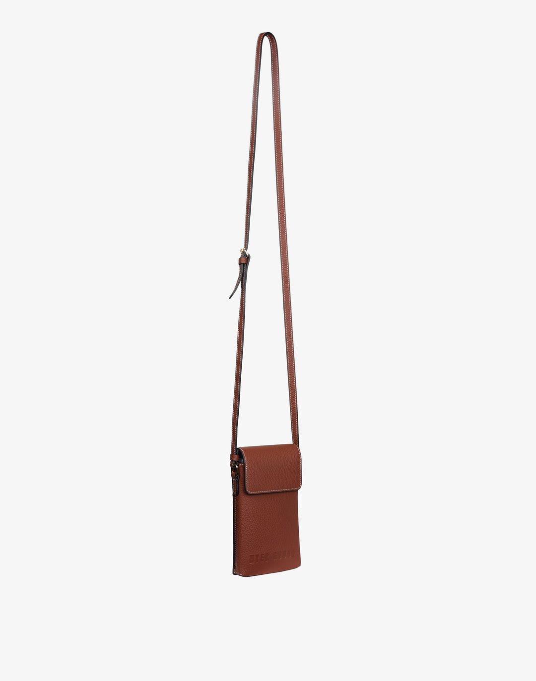 hyer goods recycled leather phone sling bag saddle brown tan#color_saddle-brown