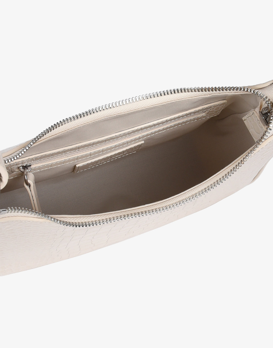 recycled genuine leather everyday shoulder bag cream embossed croc#color_cream-croc