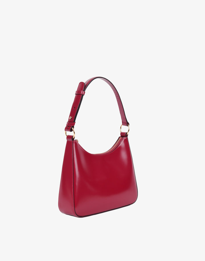 recycled genuine leather everyday shoulder bag red glazed red#color_glazed-red