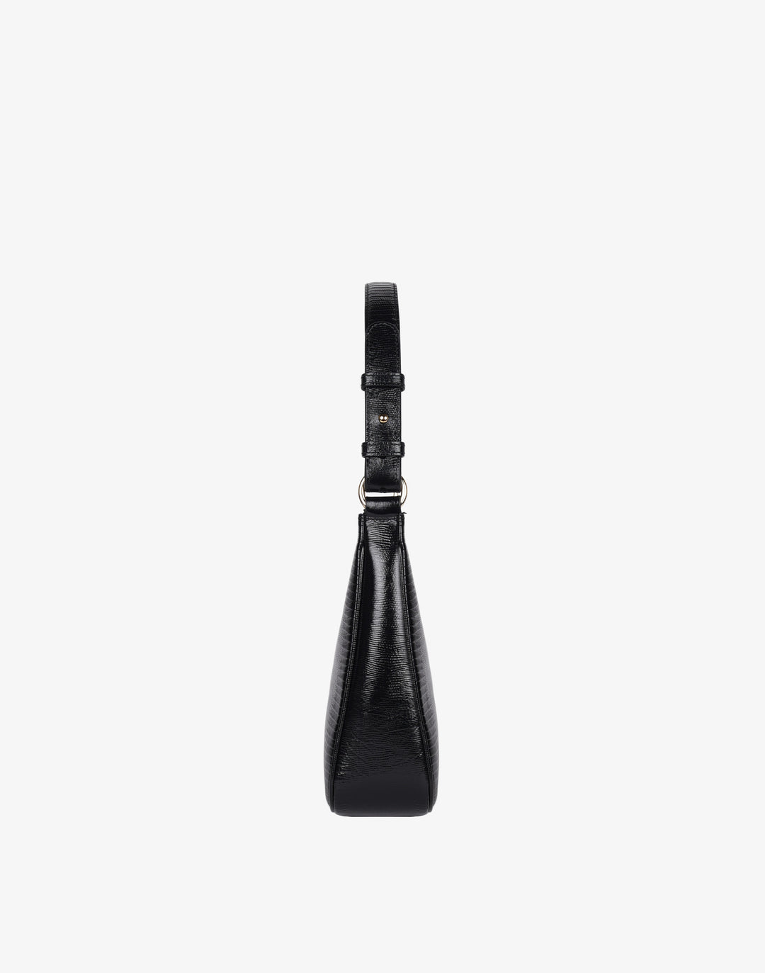recycled genuine leather everyday shoulder bag  black embossed lizard#color_black-lizard