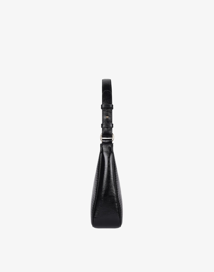 recycled genuine leather everyday shoulder bag  black embossed lizard#color_black-lizard