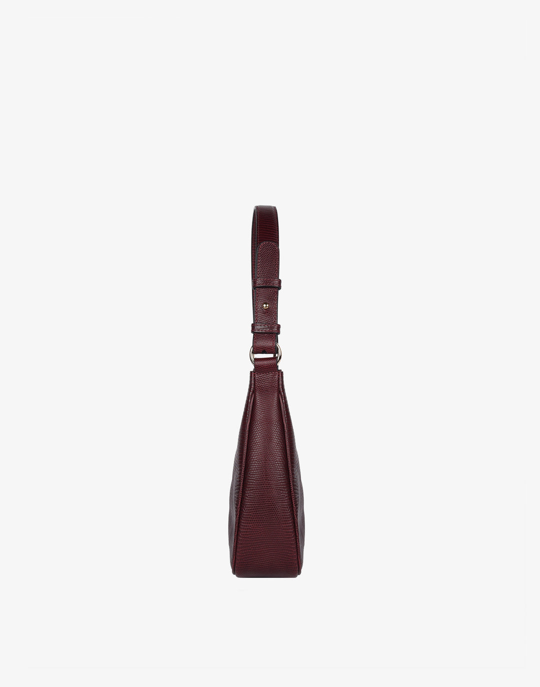 recycled genuine leather everyday shoulder bag burgundy embossed lizard#color_wine-lizard
