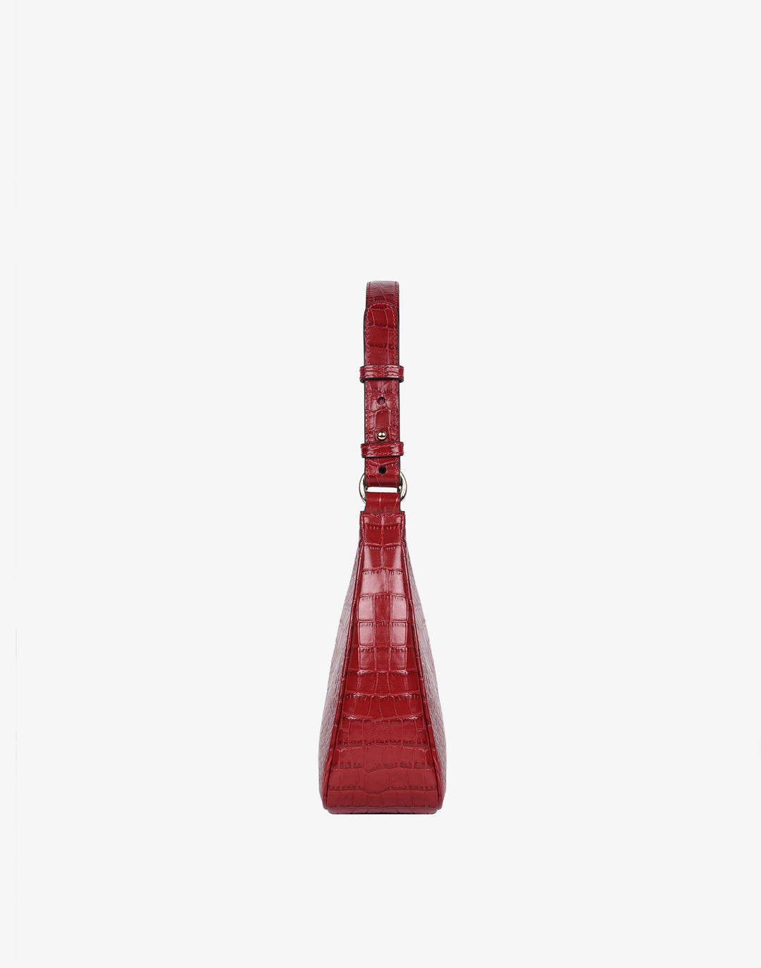 recycled genuine leather everyday shoulder bag red croc embossed#color_red-croco