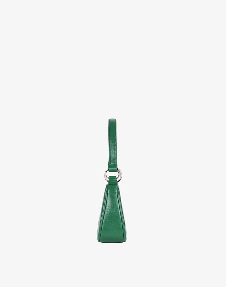 recycled genuine leather mini shoulder bag shiny green#color_glazed-green