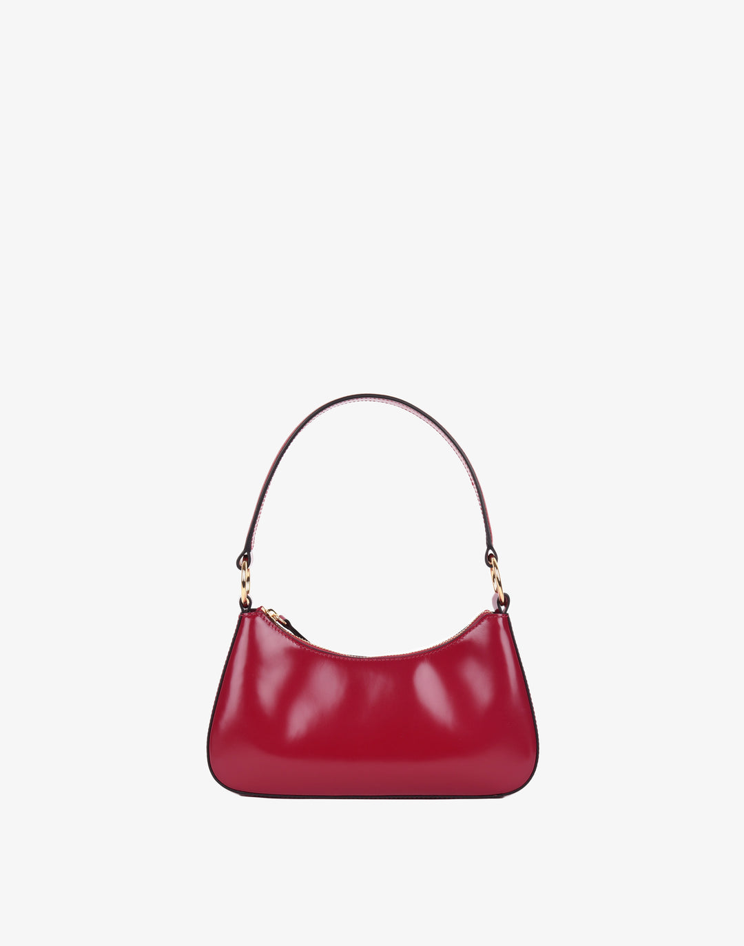 recycled genuine leather mini shoulder bag shiny red#color_glazed-red