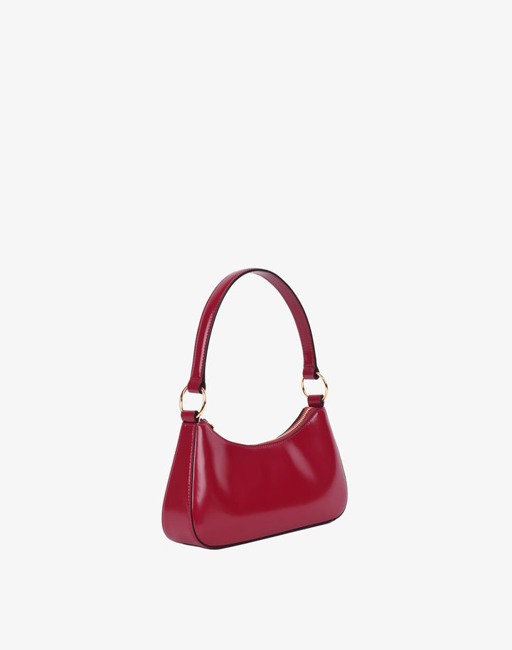 recycled genuine leather mini shoulder bag shiny red#color_glazed-red