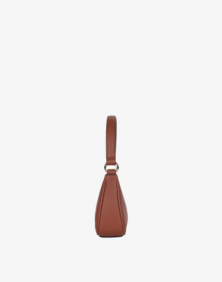 recycled genuine leather mini shoulder bag  tan brown#color_saddle-brown